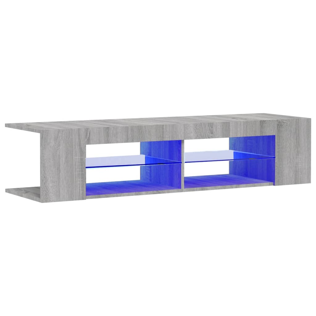 vidaXL TV Cabinet with LED Lights Grey Sonoma 135x39x30 cm 2