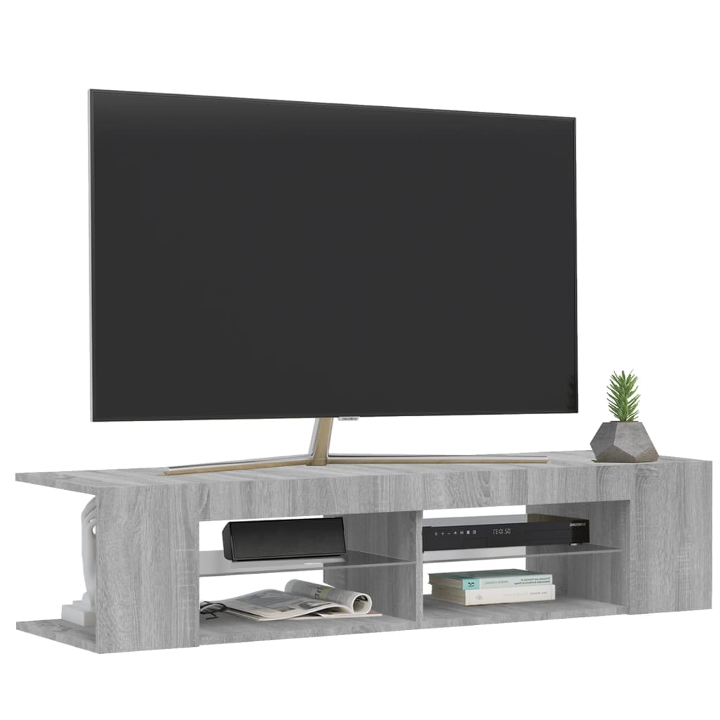 vidaXL TV Cabinet with LED Lights Grey Sonoma 135x39x30 cm 6