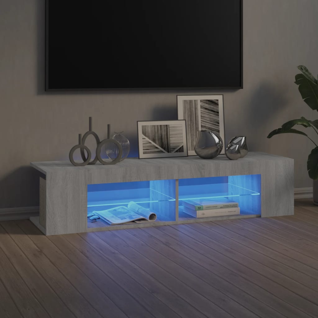 vidaXL TV Cabinet with LED Lights Grey Sonoma 135x39x30 cm 1