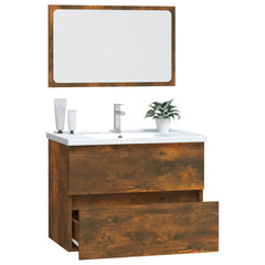 vidaXL 2 Piece Bathroom Furniture Set Smoked Oak Engineered Wood 5