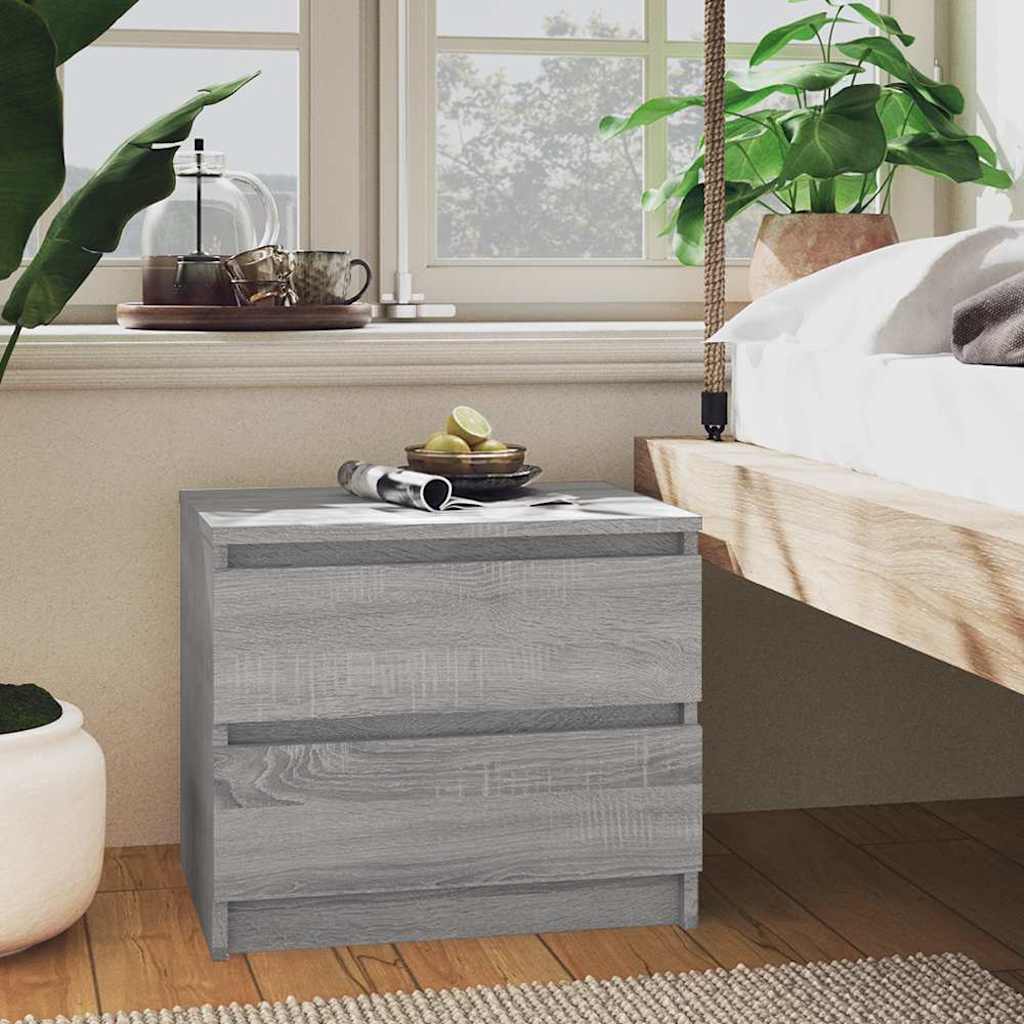 vidaXL Bed Cabinet Grey Sonoma 50x39x43,5 cm Engineered Wood 1