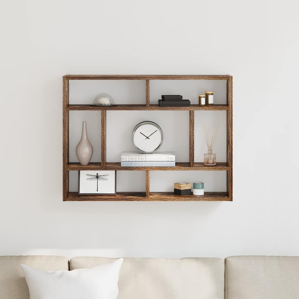 vidaXL Wall Shelf Smoked Oak 75x16x55 cm Engineered Wood 3
