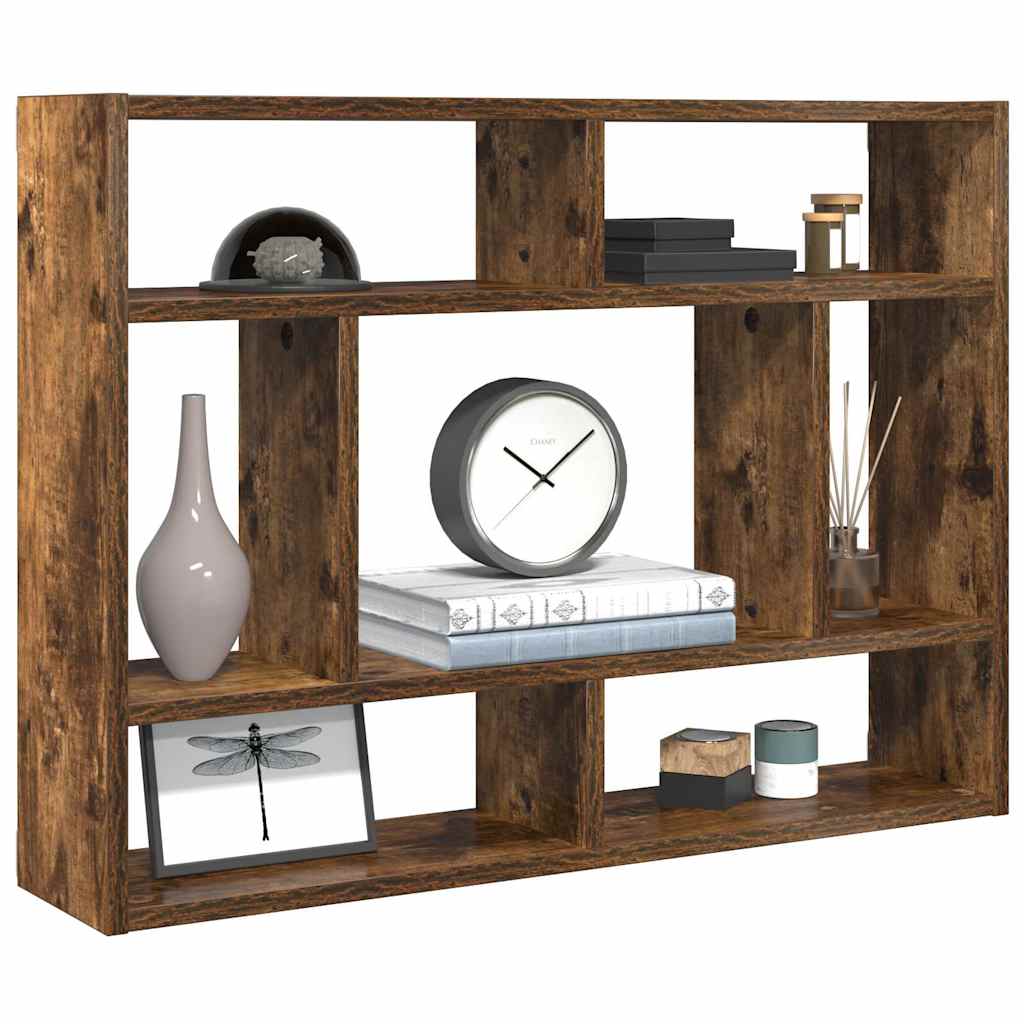 vidaXL Wall Shelf Smoked Oak 75x16x55 cm Engineered Wood 4