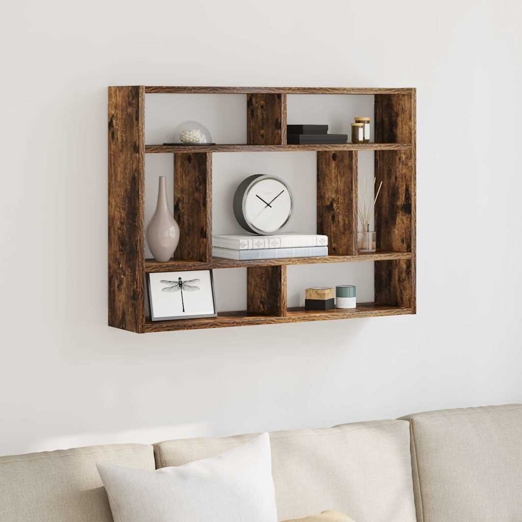 vidaXL Wall Shelf Smoked Oak 75x16x55 cm Engineered Wood 1