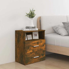 815858 vidaXL Bed Cabinet Smoked Oak 50x32x60 cm 1
