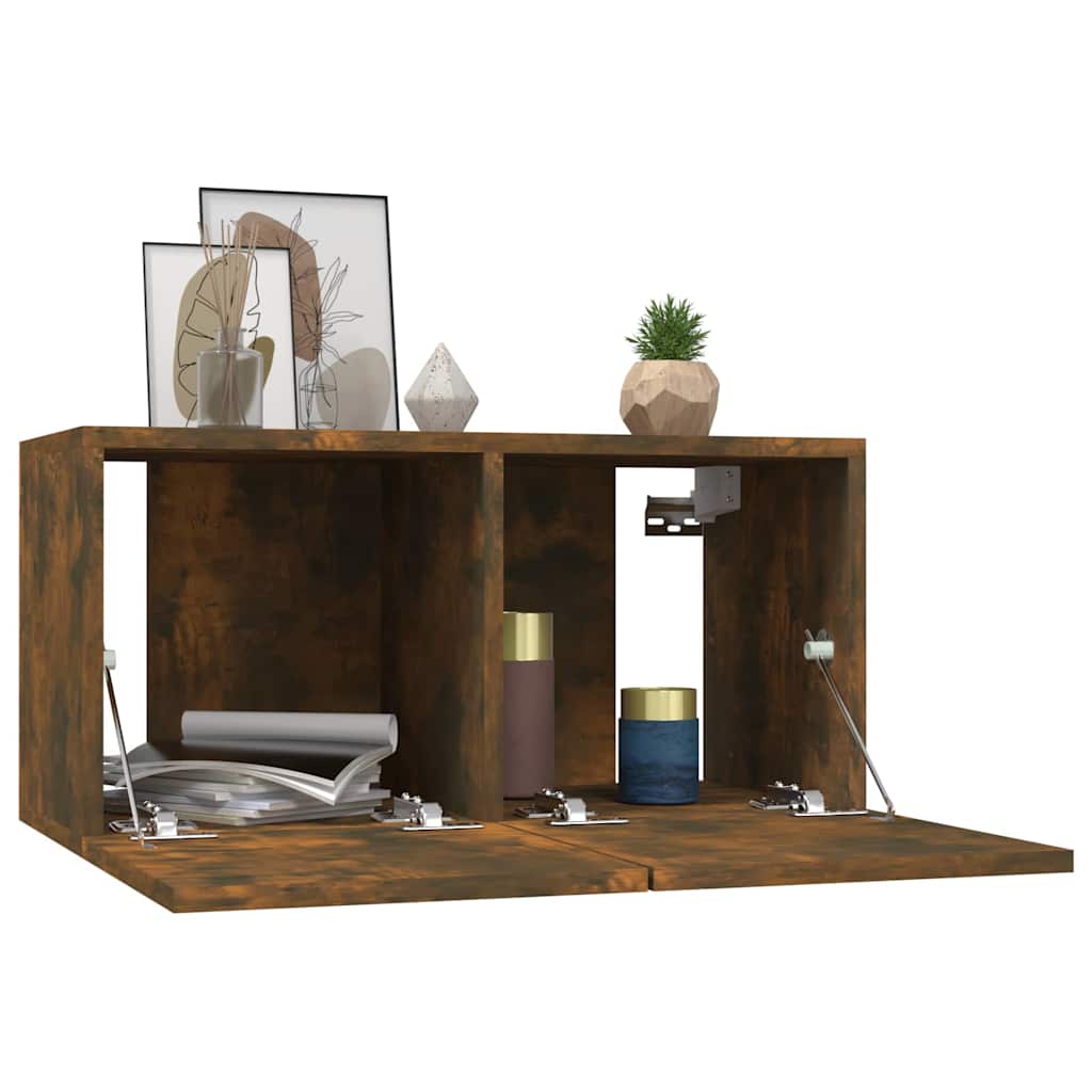 vidaXL Hanging TV Cabinet Smoked Oak 60x30x30 cm Engineered Wood 3