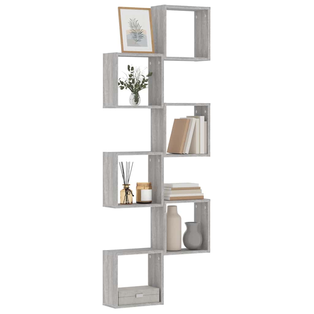 Wall Cube Shelves 6 pcs Height 30 cm Grey sonoma