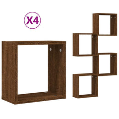 vidaXL Wall Cube Shelves 4 pcs Brown Oak 30x15x30 cm 2