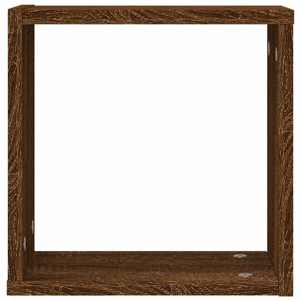 vidaXL Wall Cube Shelves 4 pcs Brown Oak 30x15x30 cm 6