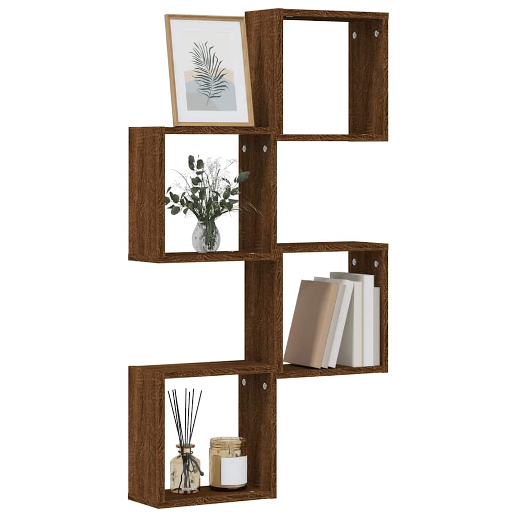 vidaXL Wall Cube Shelves 4 pcs Brown Oak 30x15x30 cm 1