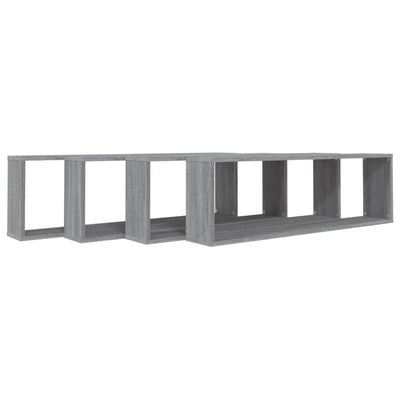 Wall Cube Shelves 4 pcs Grey Sonoma 100x15x30 cm Engineered Wood