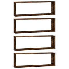 vidaXL Wall Cube Shelves 4 pcs Smoked Oak 80x15x26.5 cm Engineered Wood 2