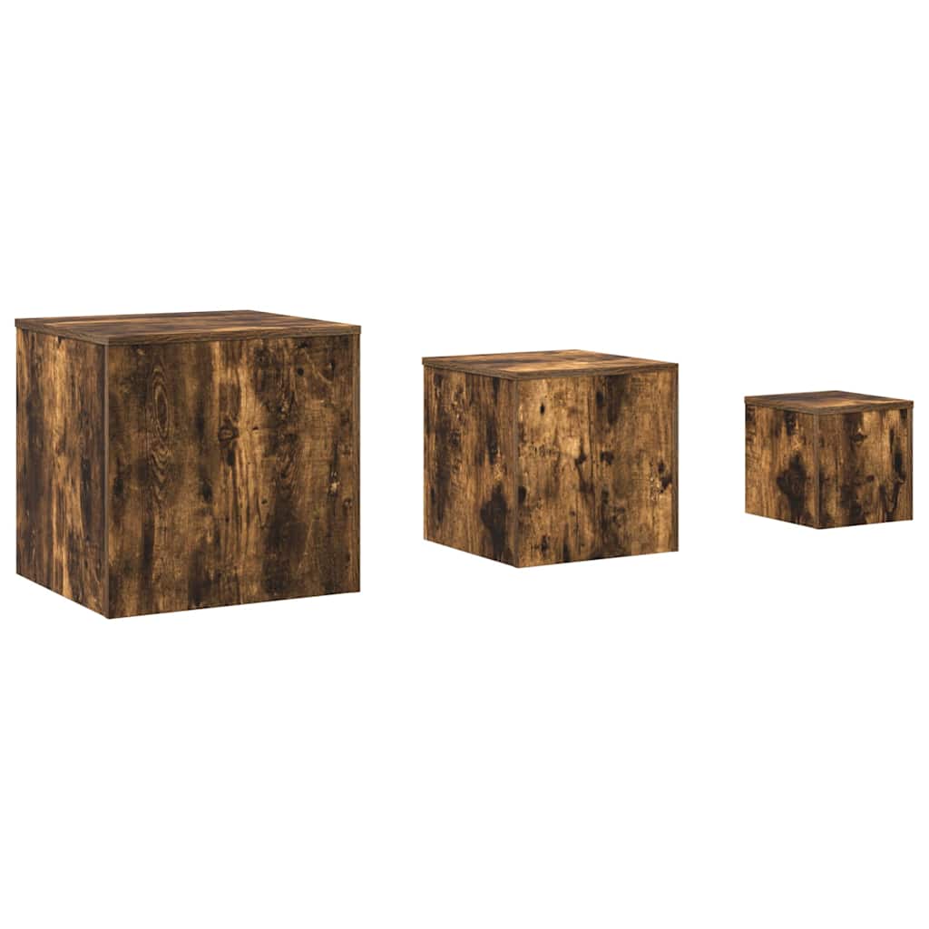 vidaXL Side Tables 3 pcs Smoked Oak Engineered Wood 2