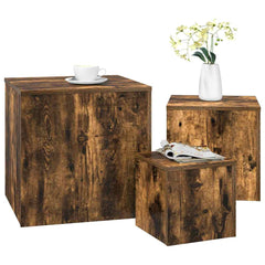 vidaXL Side Tables 3 pcs Smoked Oak Engineered Wood 3