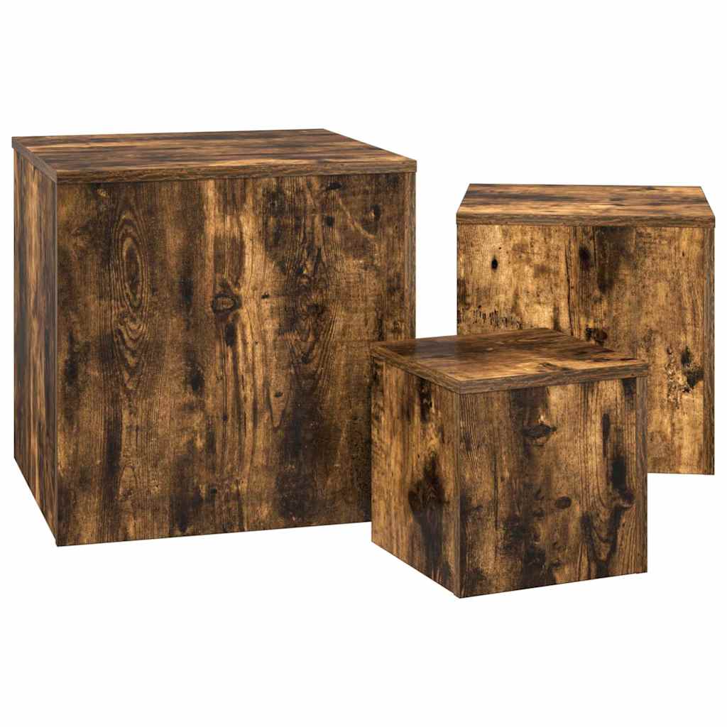 vidaXL Side Tables 3 pcs Smoked Oak Engineered Wood 5