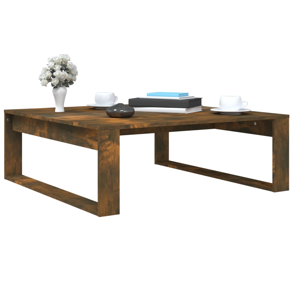vidaXL Coffee Table Smoked Oak 100x100x35 cm Engineered Wood 6