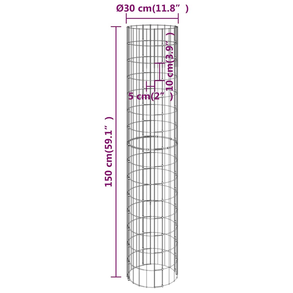 152013 vidaXL Circular Gabion Pole Galvanised Steel Ø30x150 cm 6