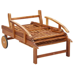 Sun Lounger Solid Acacia Wood 2 sunloungers with table