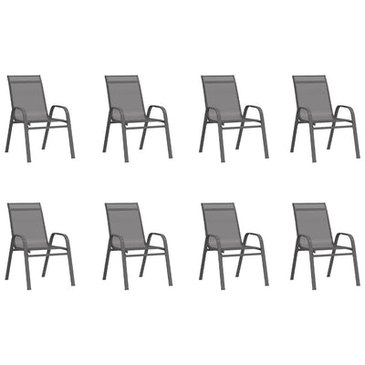 9 Piece Garden Dining Set Grey and Black