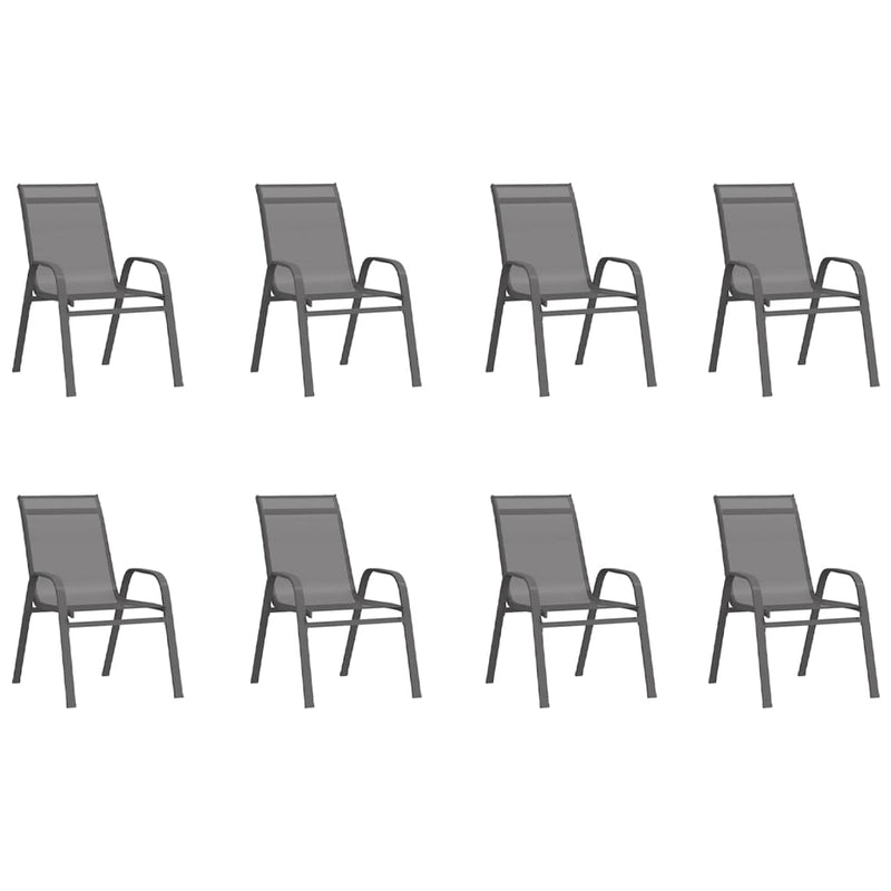 9 Piece Garden Dining Set Grey and Black