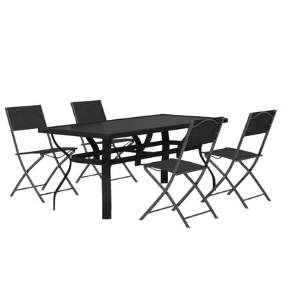 5 Piece Garden Dining Set Grey and Black