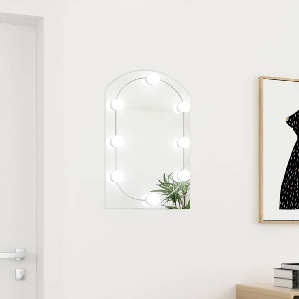 vidaXL Mirror With Led Light | Silver | Glass | Medium | Mirror With LED Light 1