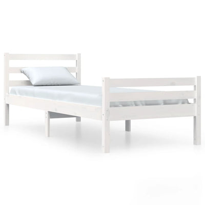 Bed Frame White Solid Wood 75x190 cm Small Single