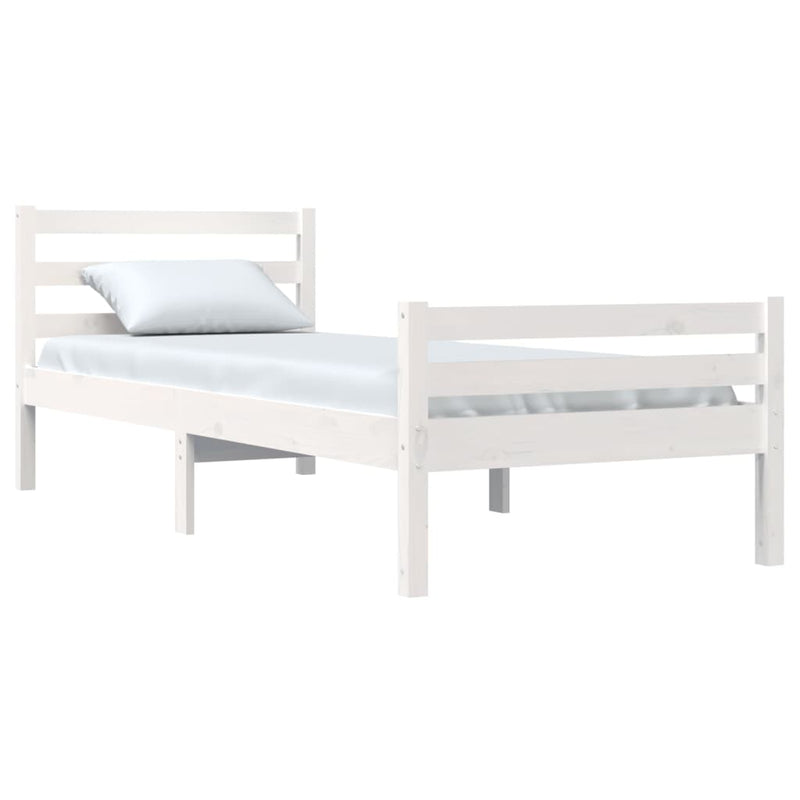 Bed Frame White Solid Wood 75x190 cm Small Single