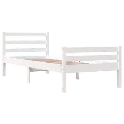 Bed Frame White Solid Wood 75x190 cm Small Single