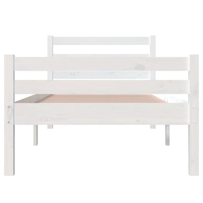 Bed Frame White Solid Wood 75x190 cm Small Single