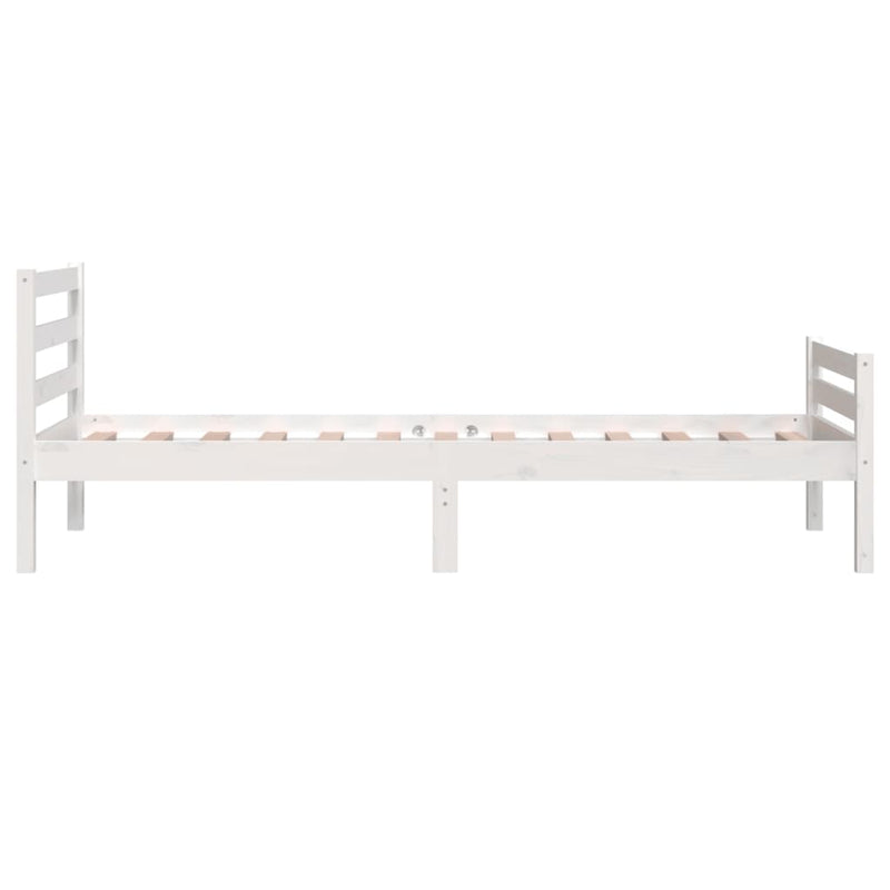 Bed Frame White Solid Wood 75x190 cm Small Single