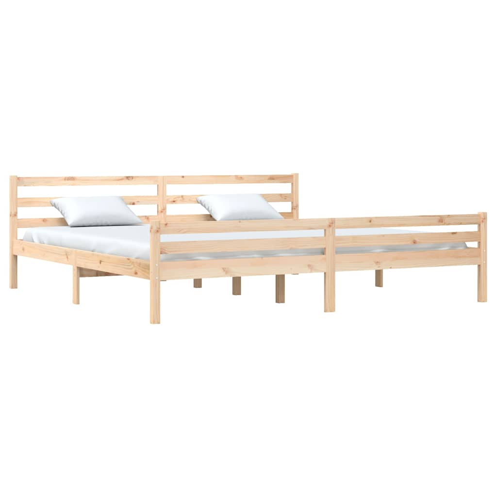 vidaXL Bed Frame | Natural wood | Solid pine wood | 200x200 cm | Bed Frame 3