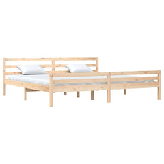 vidaXL Bed Frame | Natural wood | Solid pine wood | 200x200 cm | Bed Frame 3