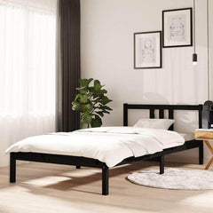 Bed Frame without Mattress Solid Wood Length 200 cm Black 100 cm