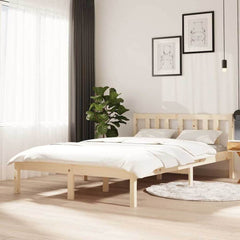 Bed Frame without Mattress Solid Wood Length 200 cm Natural 120 cm