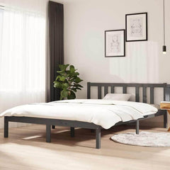 Bed Frame without Mattress Solid Wood Length 200 cm Grey 140 cm