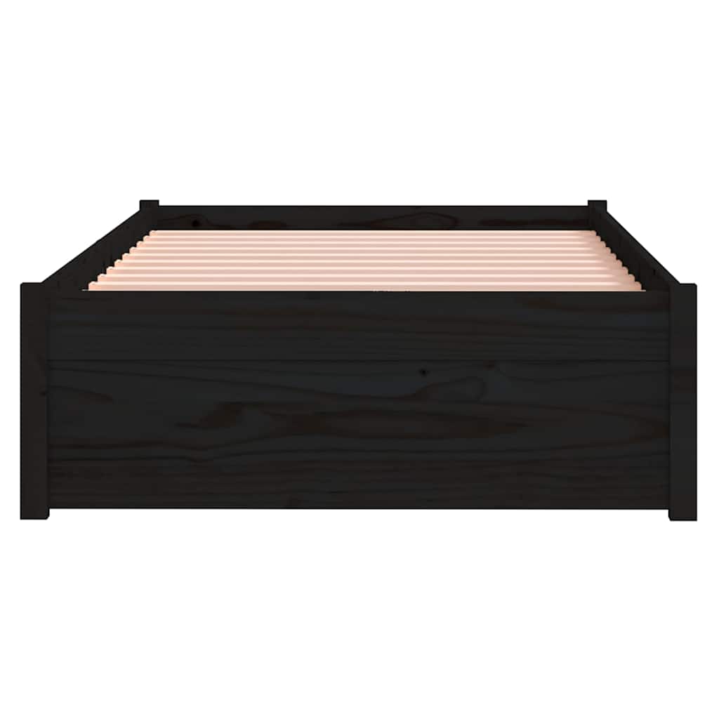 vidaXL Bed Frame without Mattress Black Solid Wood 75x190 cm 5
