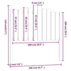 vidaXL Bed Headboard Grey 106x4x110 cm Solid Wood Pine 6