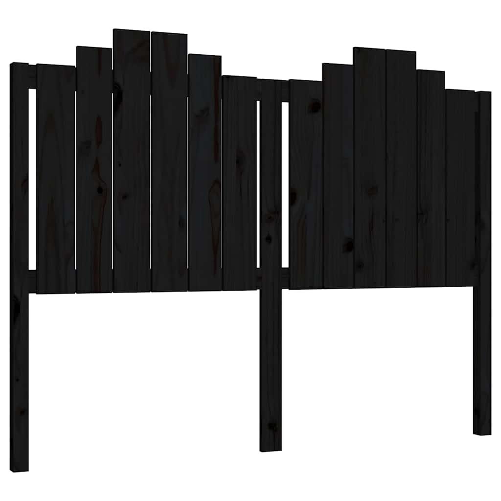 vidaXL Bed Headboard | Black | Solid Pine Wood | Decorative Inlays 2