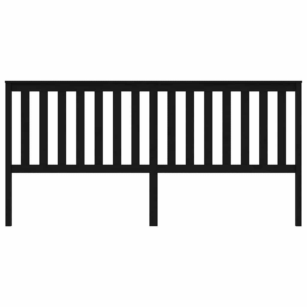vidaXL Bed Headboard Black 206x6x101 cm Solid Wood Pine 3