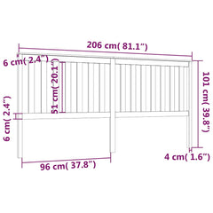 vidaXL Bed Headboard Black 206x6x101 cm Solid Wood Pine 6