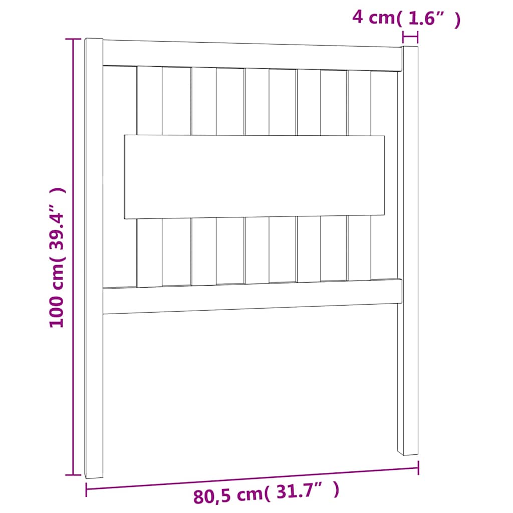 vidaXL Bed Headboard White 80.5x4x100 cm Solid Wood Pine 6