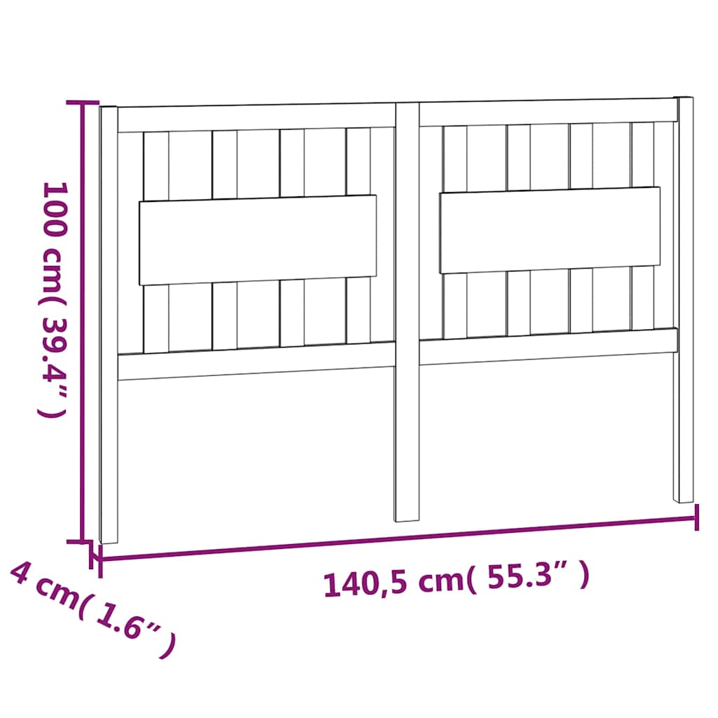 vidaXL Bed Headboard 140.5x4x100 cm Solid Wood Pine 6
