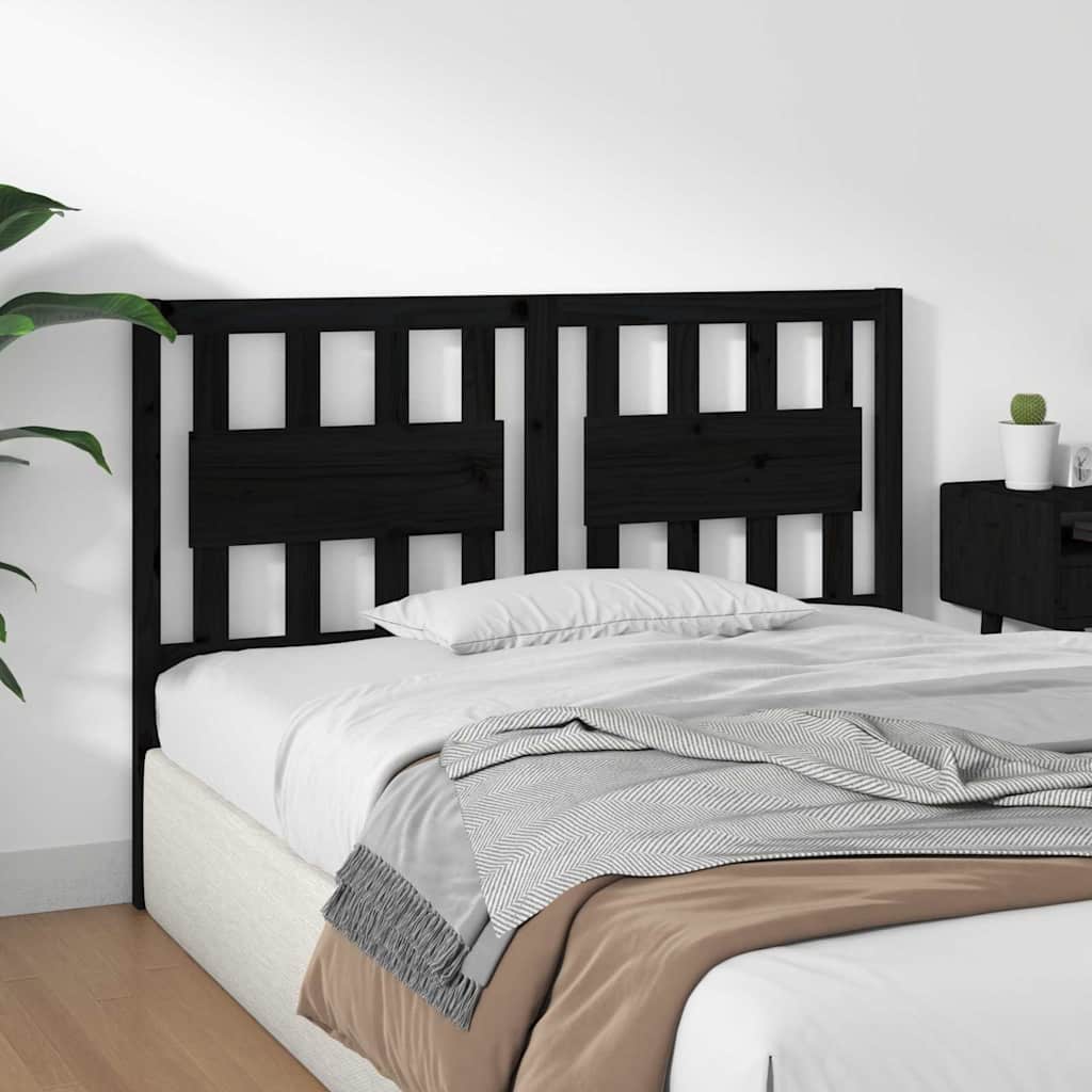 vidaXL Bed Headboard Black 145.5x4x100 cm Solid Wood Pine 4