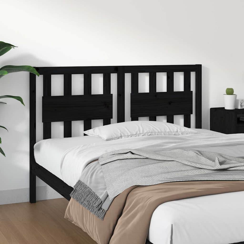 vidaXL Bed Headboard Black 145.5x4x100 cm Solid Wood Pine 1
