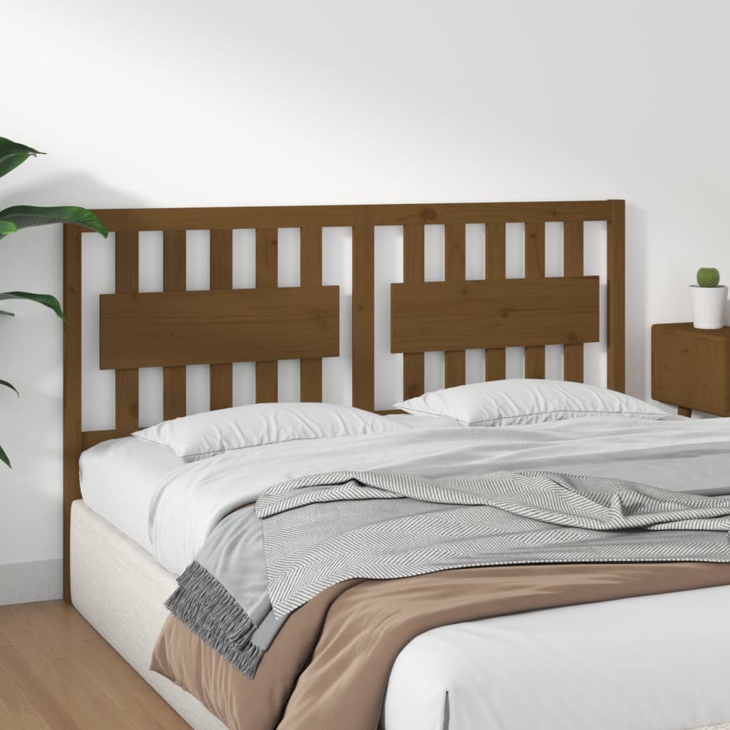 vidaXL Bed Headboard | Honey Brown | Solid Pine Wood | Large | Decorative Inlays 4