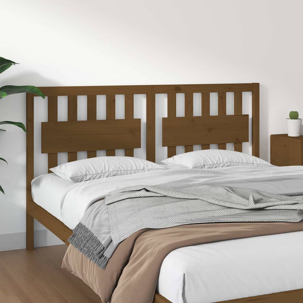 vidaXL Bed Headboard | Honey Brown | Solid Pine Wood | Large | Decorative Inlays 1