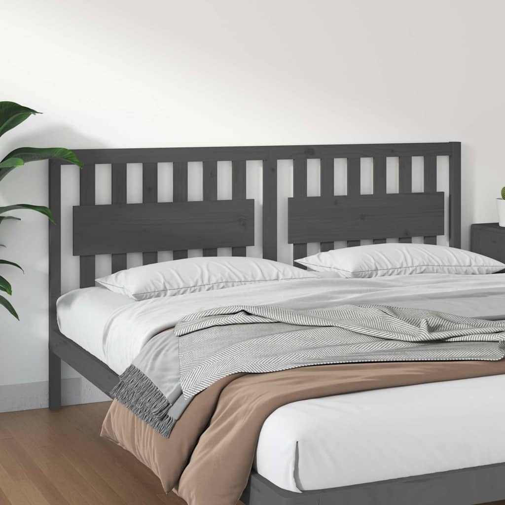 vidaXL Bed Headboard Grey 185.5x4x100 cm Solid Wood Pine 1