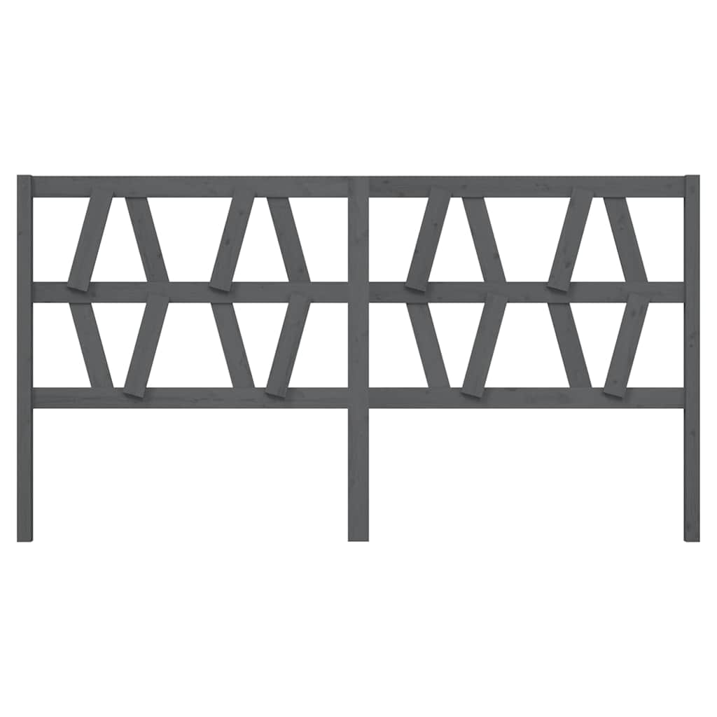 vidaXL Bed Headboard Grey 206x4x100 cm Solid Wood Pine 3