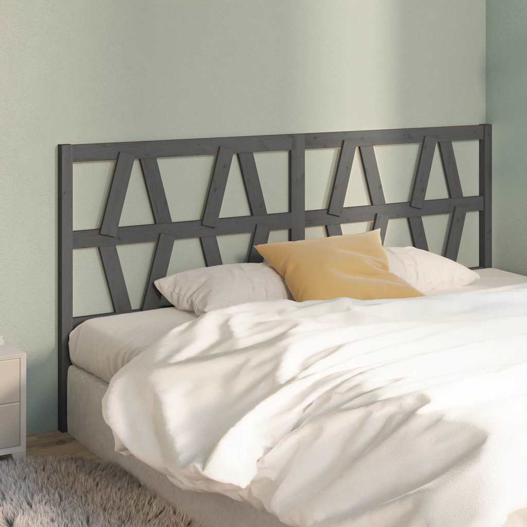 vidaXL Bed Headboard Grey 206x4x100 cm Solid Wood Pine 4